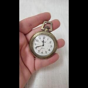 Vtg Majesti Watch Men Pocket White Stainless GoldCasual Quartz B2